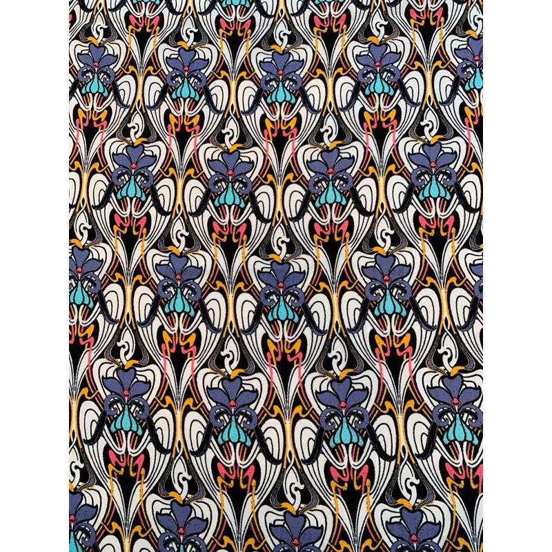 Famous NYC Designer Abstract Printed Rayon Crepe-Twill – Multicolor Fabric by the Yard
