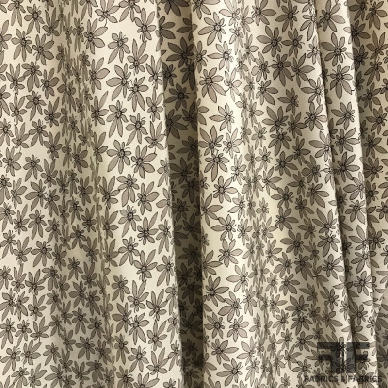 Floral Crepe de Chine – Beige/Ivory Fabric by the Yard
