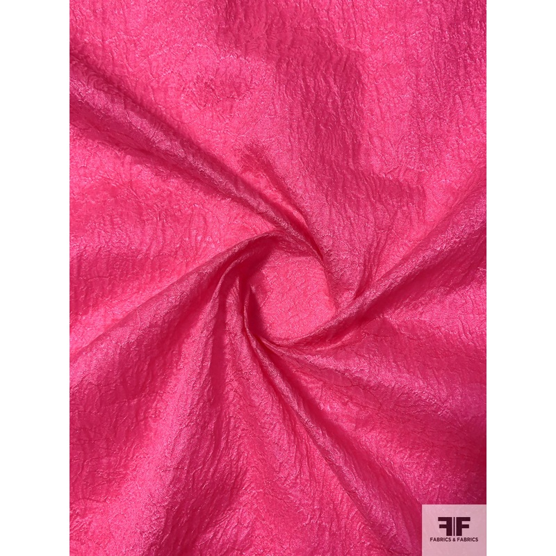 Italian Silk and Poly Shimmer Cloqu – Hot Berry Pink Fabric by the Yard