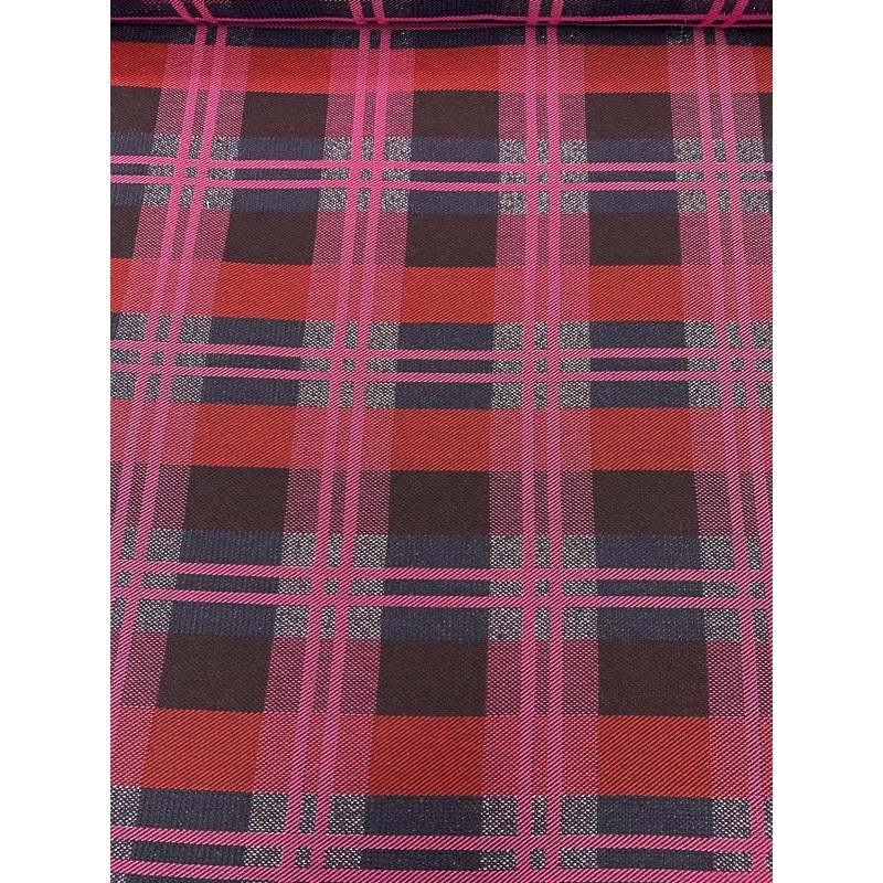 Large-Scale Modern Plaid Heavy Weight Suiting – Magenta / Red / Navy / Black Fabric by the Yard