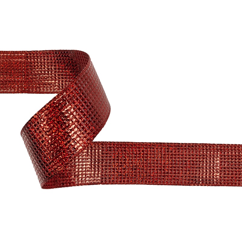 Metallic Red Iridescent Wire Edged Ribbon – 1.5″