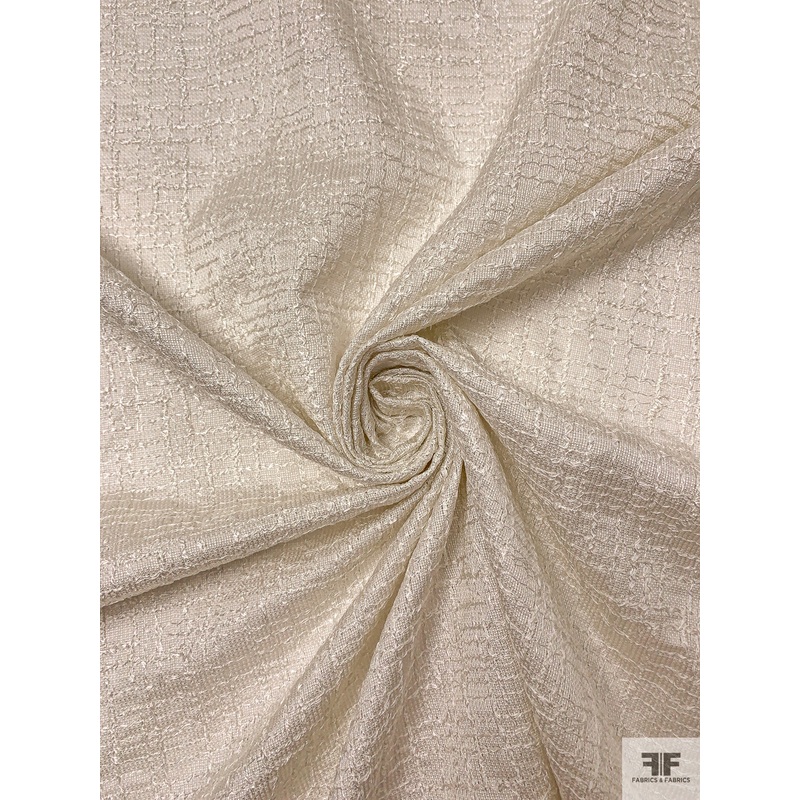 Novelty Embroidered Linen-Weave Cotton Blend – Off-White Fabric by the Yard