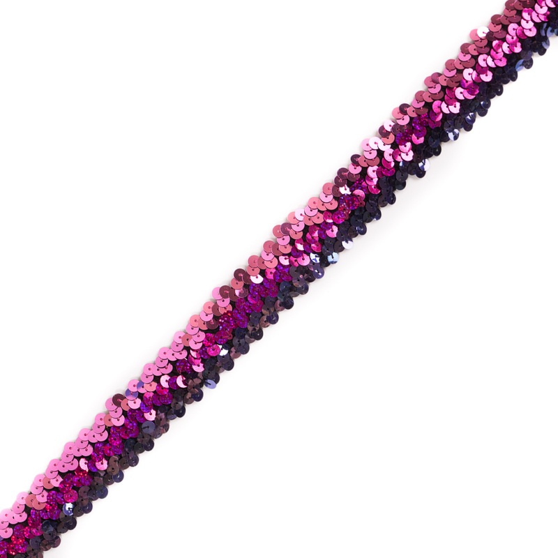 Pink and Purple Stretch Sequin Trim – 1″