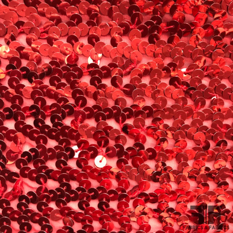 Sequined Chiffon – Red Fabric by the Yard