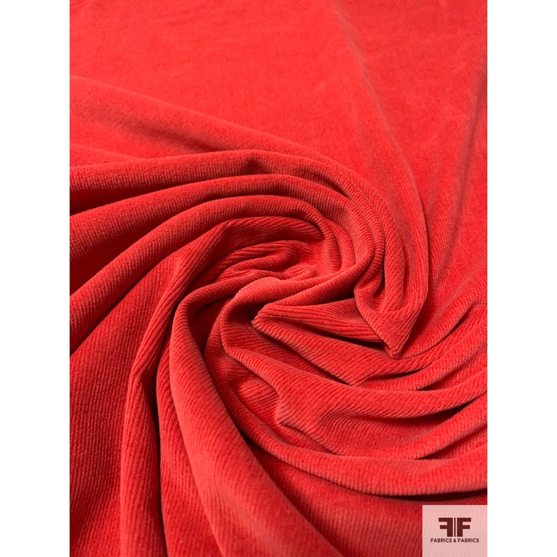 Solid Pinwale Stretch Cotton Corduroy – Strawberry Red Fabric by the Yard