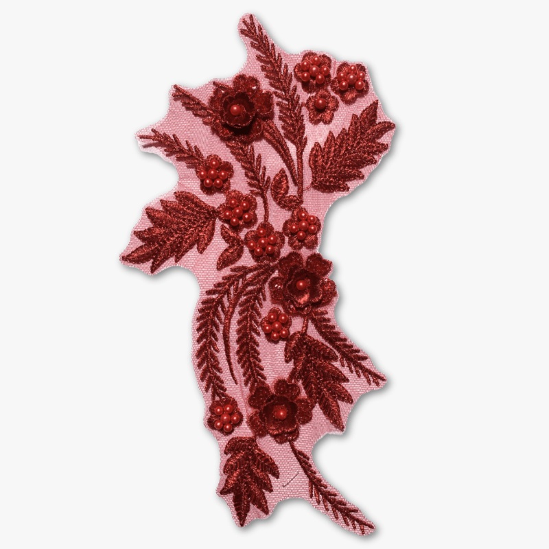Beaded Bridal Motif – Stylish Crimson (Left or Right) Left
