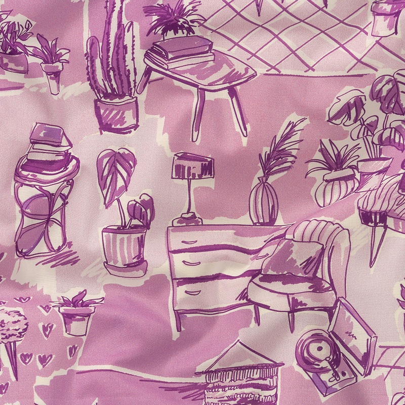 Cotton Voile – Lilac Indoor Spaces – Where You’re Planted Print – Mood Exclusive Wisteria Collection