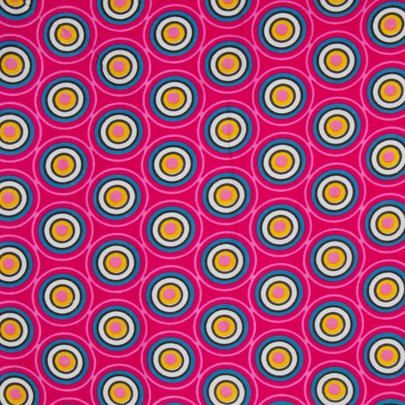 Cotton Wax Prints Kingdom Crest Small Pink