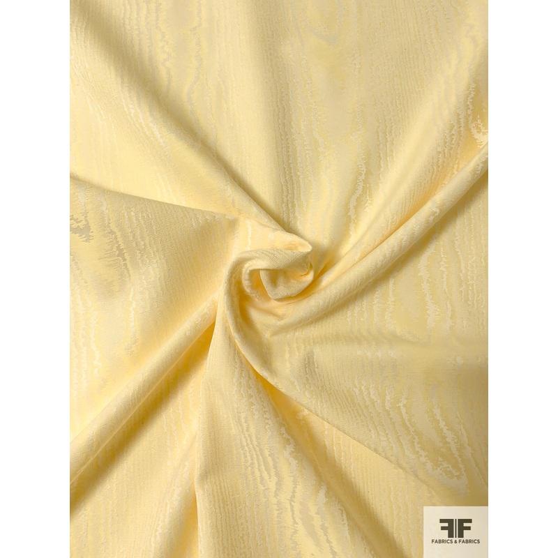 French Cotton Blend Moir Bengaline Faille – Yellow / Off-White Fabric by the Yard