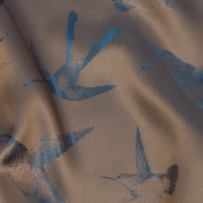 Hummingbirds Jacquard Lining – Blue and Beige Bi-Color