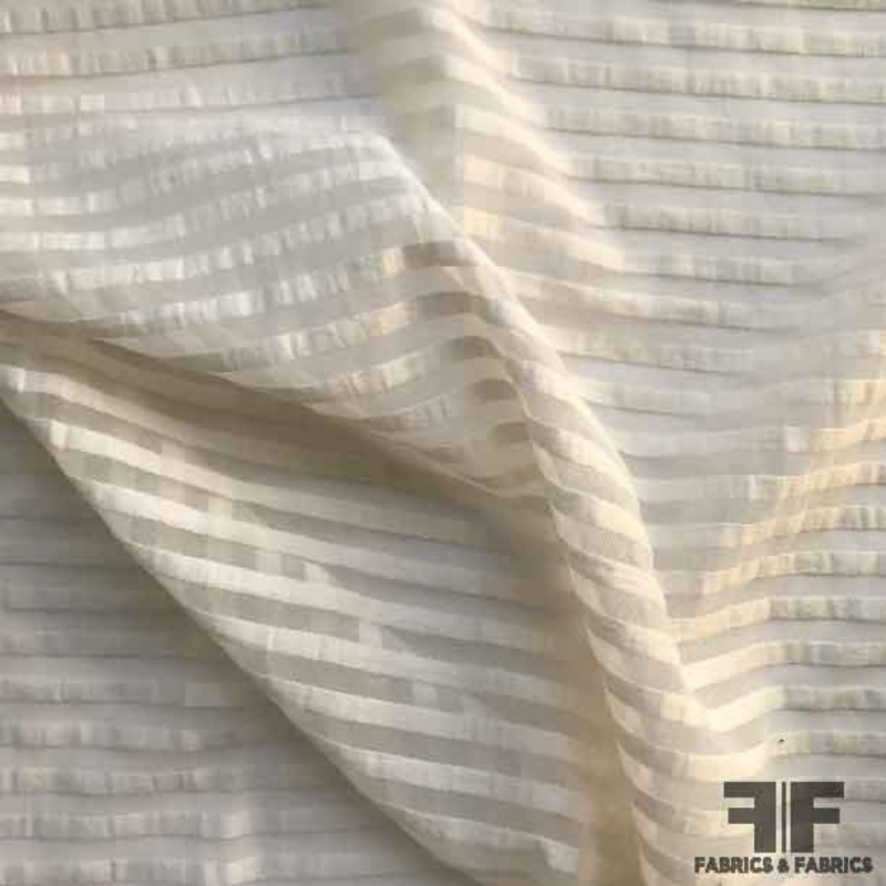 Striped Cotton Organdy Shirting – Ivory Fabric by the Yard