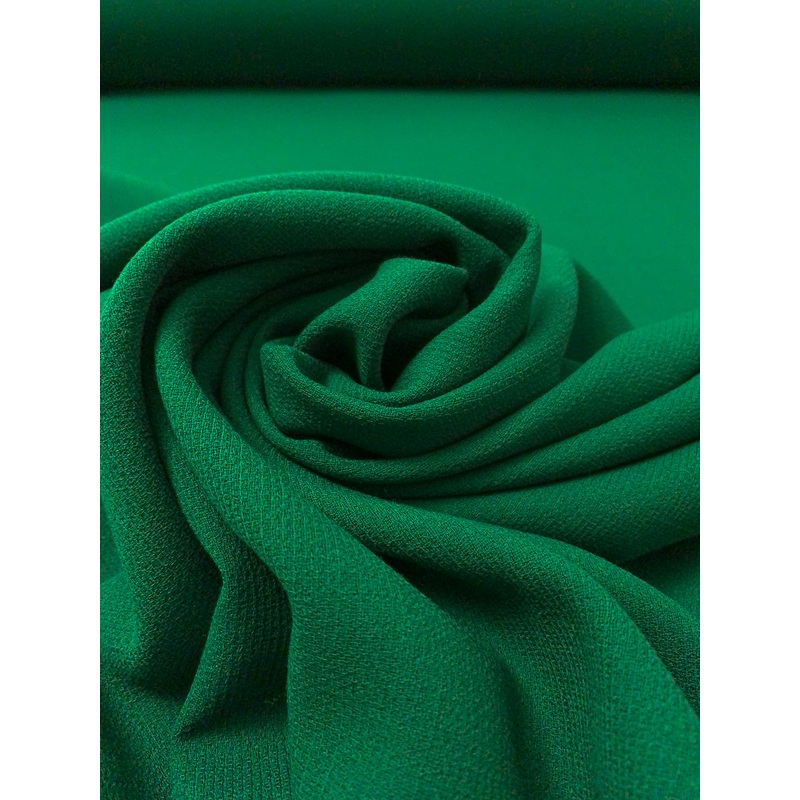 Italian Solid Stretch Double Wool Crepe – Dark Green Fabric by the Yard