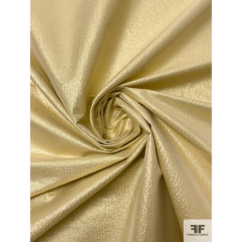 Italian Textured-Look Lam with Vertical Stretch – Yellow Gold Fabric by the Yard