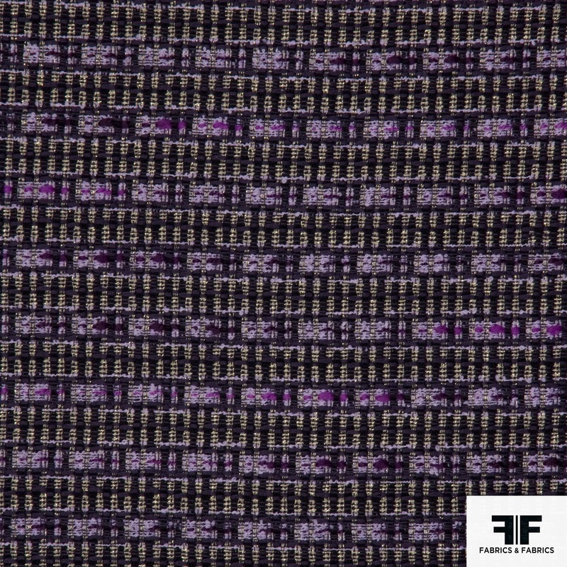 Geometric Wool Tweed – Purple Fabric by the Yard