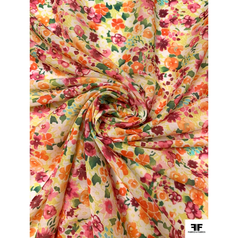 Made in Germany Floral Printed Silk-Cotton Voile – Multicolor Fabric by the Yard