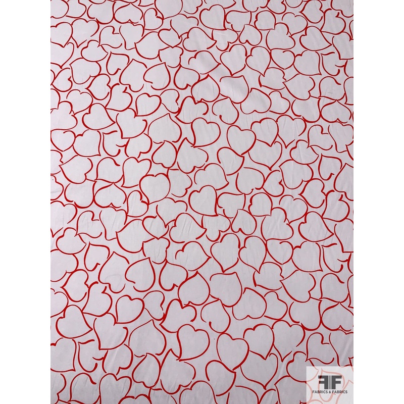 Made in Switzerland Hearts Printed Fine Cotton Sateen – Red / White Fabric by the Yard