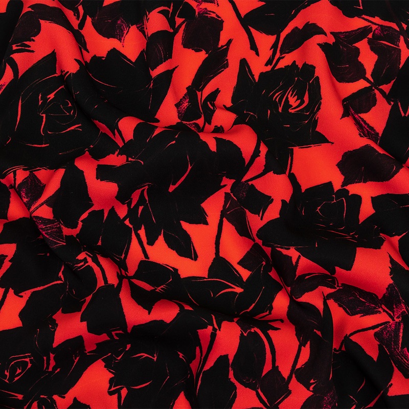 Mood Exclusive Fuchsia Painting the Roses Polyester Crepe