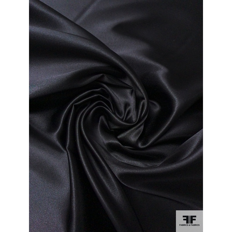 Solid Silk Necktie Satin – Black Fabric by the Yard