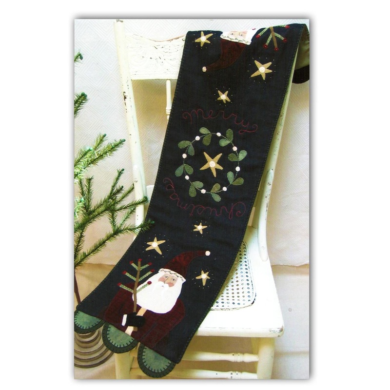 Two Santas Table Runner KIT – 11″ x 42″ – Includes Pattern & Wool