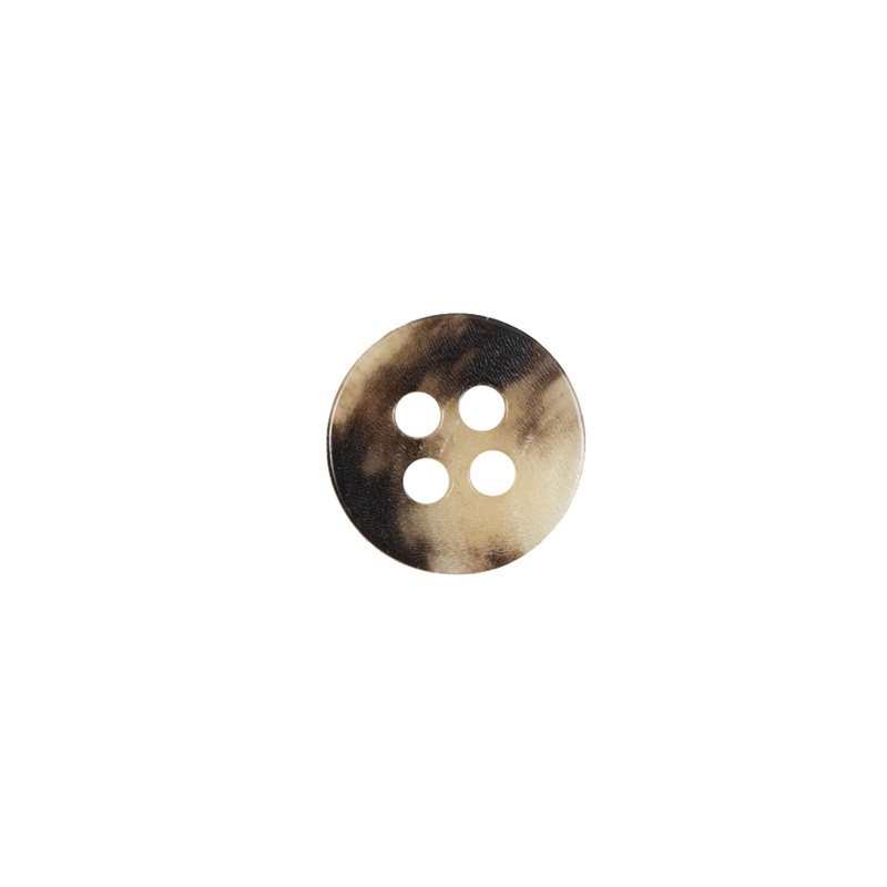 Brown and Beige Horn 4-Hole Button – 18L/11.5mm