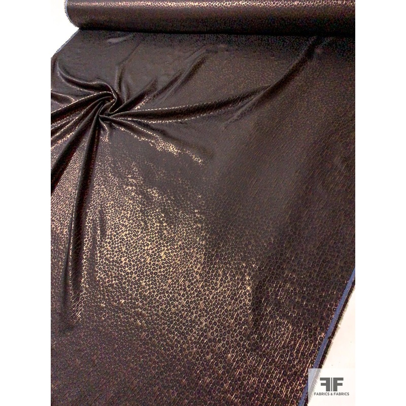 Ditsy Circles Silk and Lurex Lam Brocade – Metallic Brown / Black Fabric by the Yard