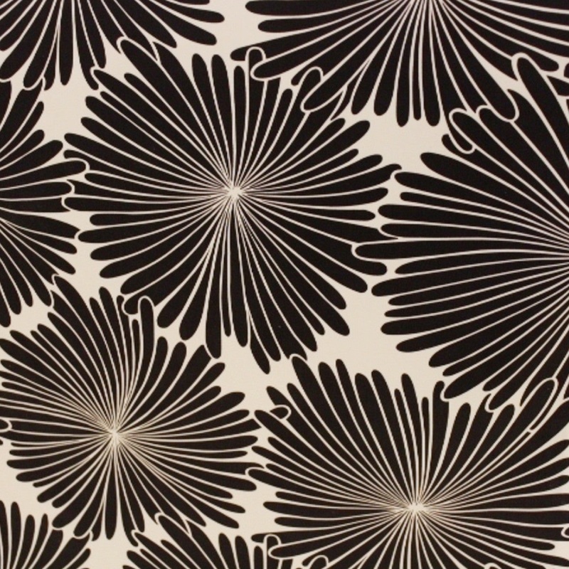 Graphic Floral Motif Printed Silk Charmeuse – Black/White Fabric by the Yard