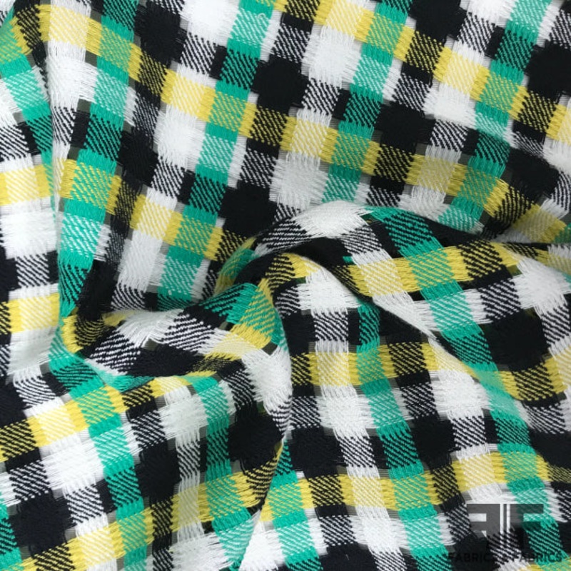 Novelty Italian Plaid Cotton Suiting – Green/Yellow Fabric by the Yard