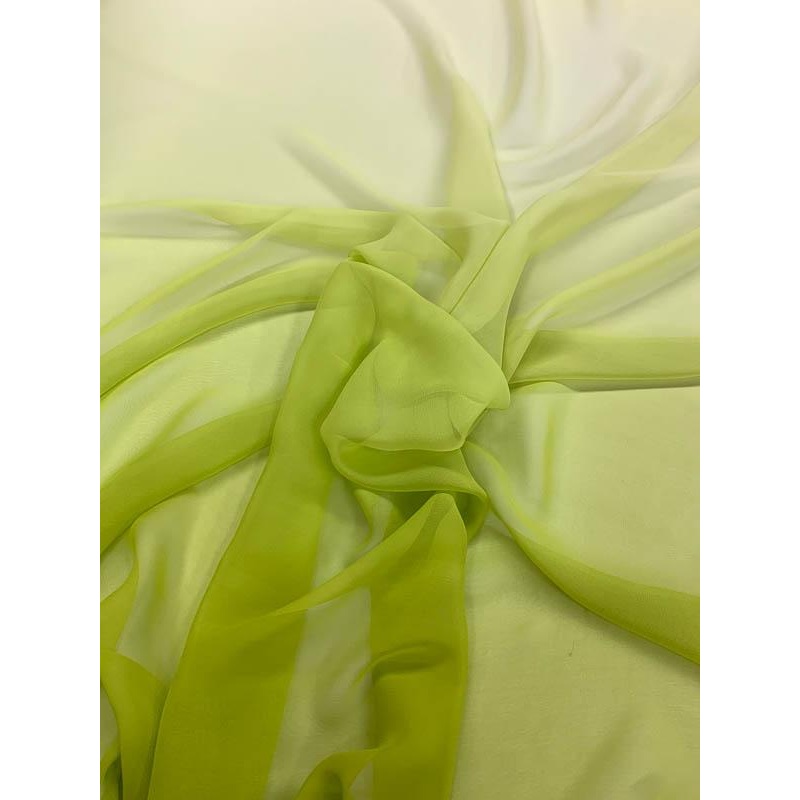 Ombr Silk Chiffon – Lime Green / Light Yellow Fabric by the Yard