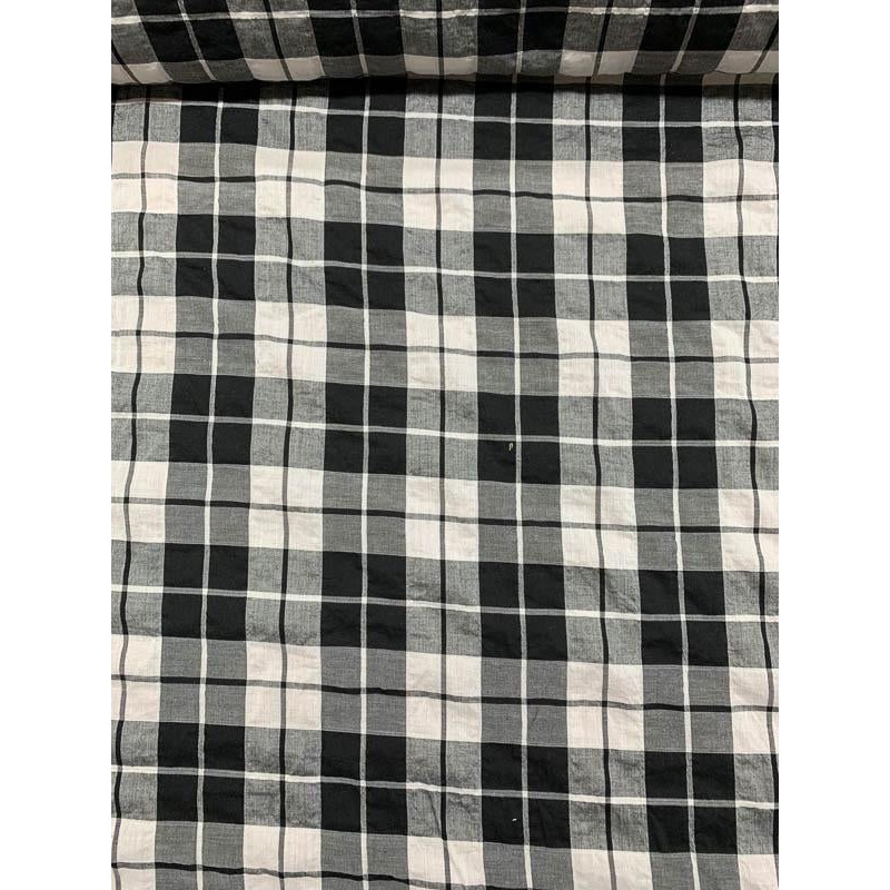 Plaid Cotton Shirting – Black / White Fabric by the Yard