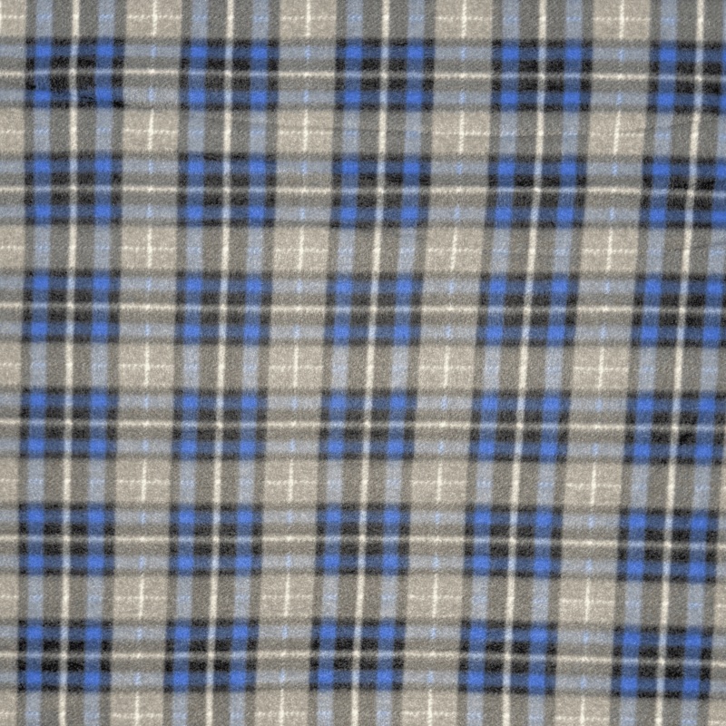 Printed Polar Fleece Check Navy & Taupe