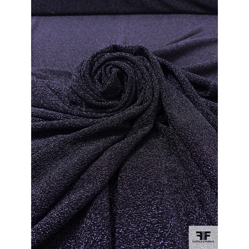 Sparkly Stretch Lam Kint – Metallic Purple / Black Fabric by the Yard