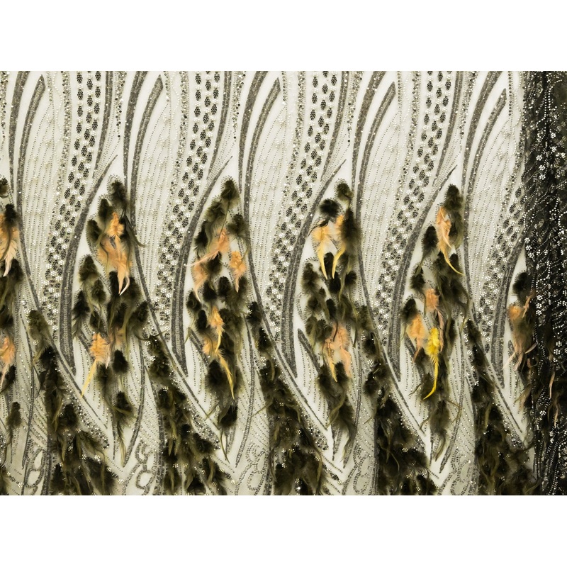 130cm Fancy Feather Beaded Tulle BF703-1 BF703-1