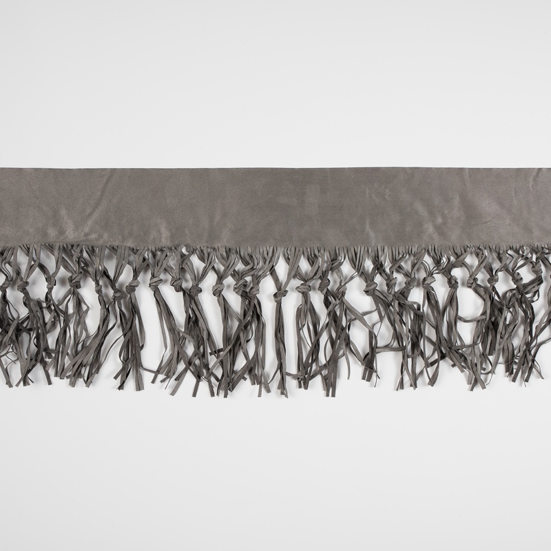 Italian Gray Suede Fringe with Knots 8.5″