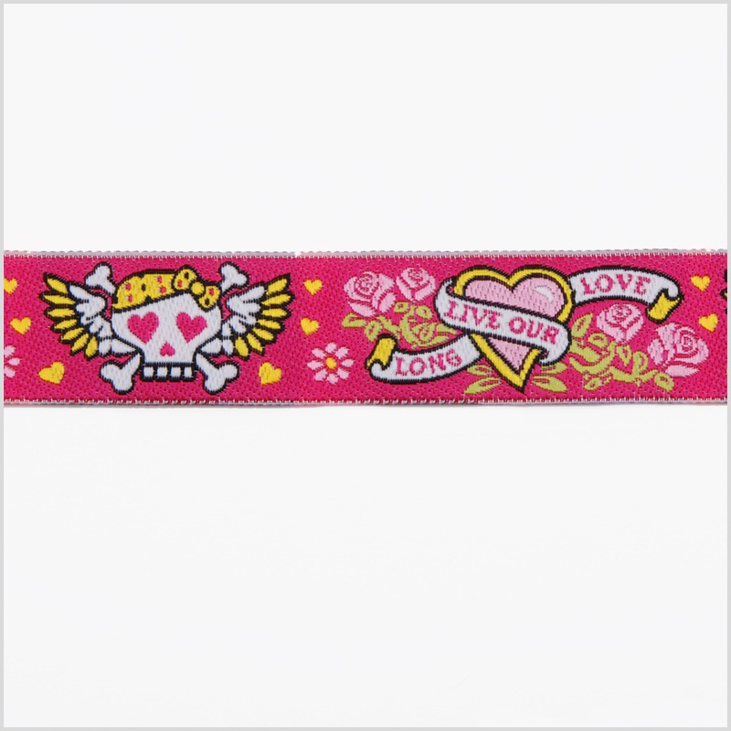 7/8″ Pink French Jacquard Ribbon