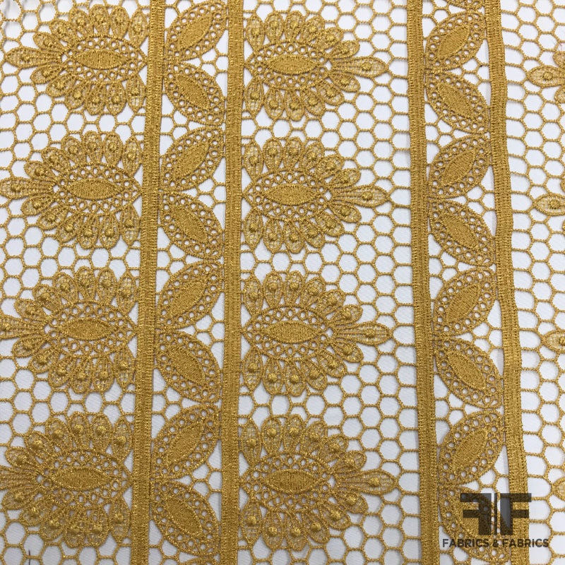 Floral Guipure Lace – Mustard Fabric by the Yard