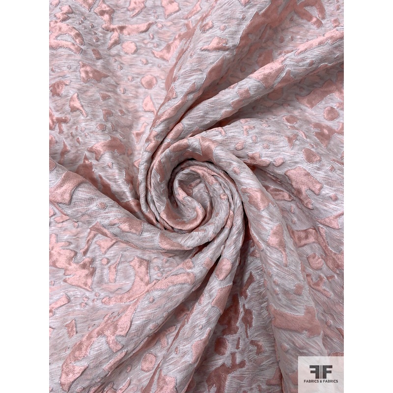 Italian 2-Ply Abstract Textured Silk-Poly Organza – Dusty Pink / Light Grey Fabric by the Yard