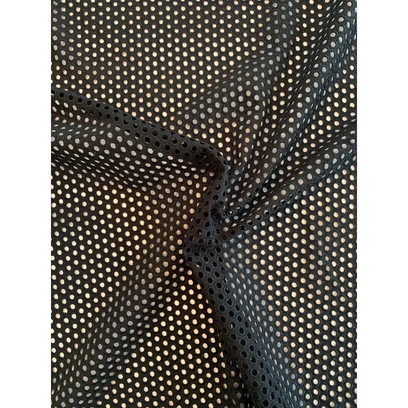 Italian Circles Embroidered Cotton Eyelet – Black Fabric by the Yard