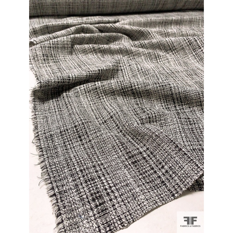 Italian Classic Cotton Blend Suiting – Black / Ivory Fabric by the Yard