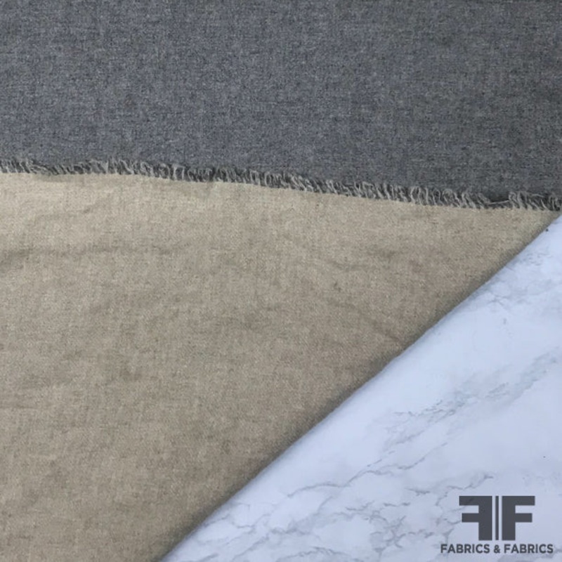 Italian Double-Faced Wool Coating – Grey/Taupe Fabric by the Yard