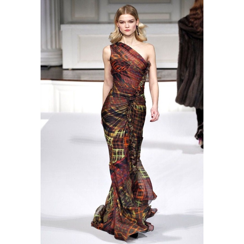 Oscar de la Renta Plaid Silk Chiffon – Multicolor Fabric by the Yard