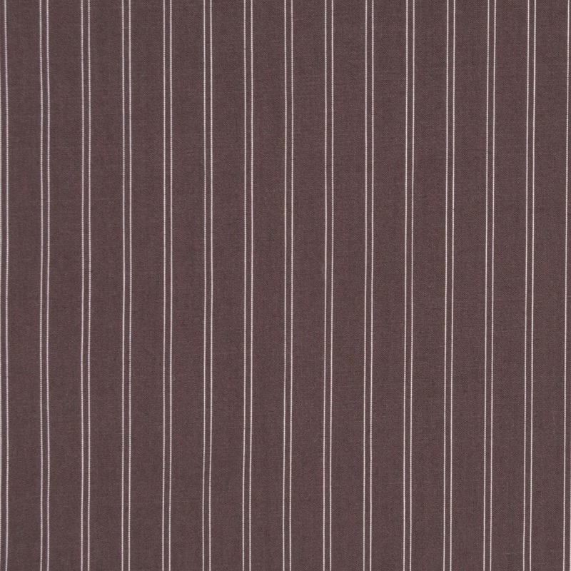 Dark Brown Pinstriped Stretch Cotton Blend Shirting