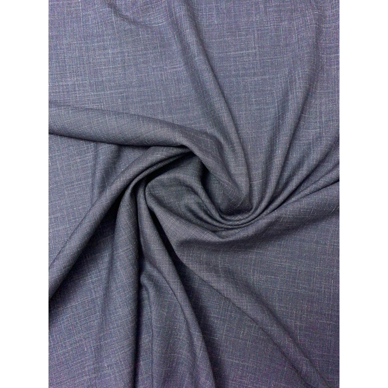 Italian Fine Wool Traditional Suiting – Denim Navy / Off-White Fabric by the Yard