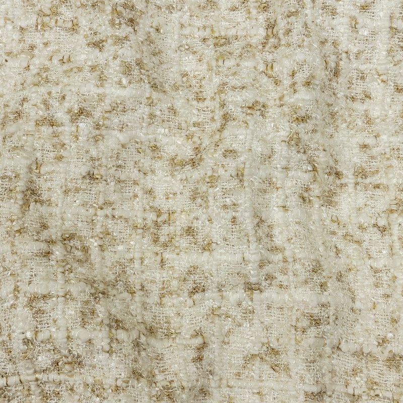 Newcastle Beige and White Viscose and Acrylic Chenille Tweed