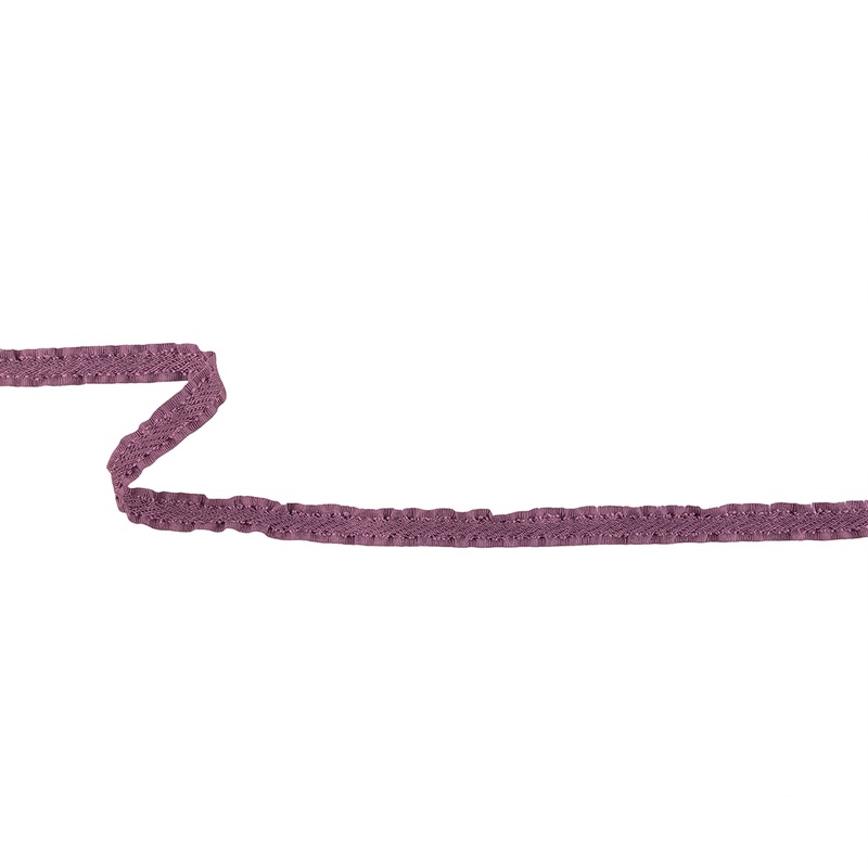 Purple Twill Ribbon with Ruffled Grosgrain Borders – 0.375″