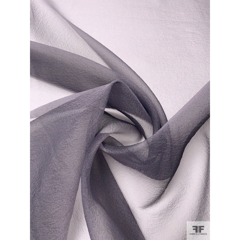 Solid Finely Crinkled-Like Shimmer Organza – Smoky Purple Fabric by the Yard