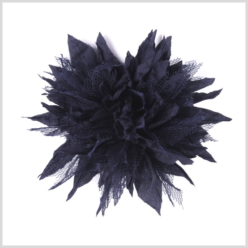 Blue Fabric Flower Brooch