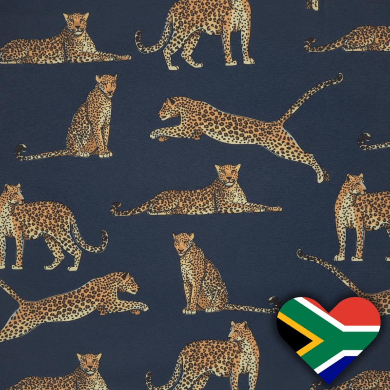 Eco Fabric Leopard Dark Blue #2095 Per Meter