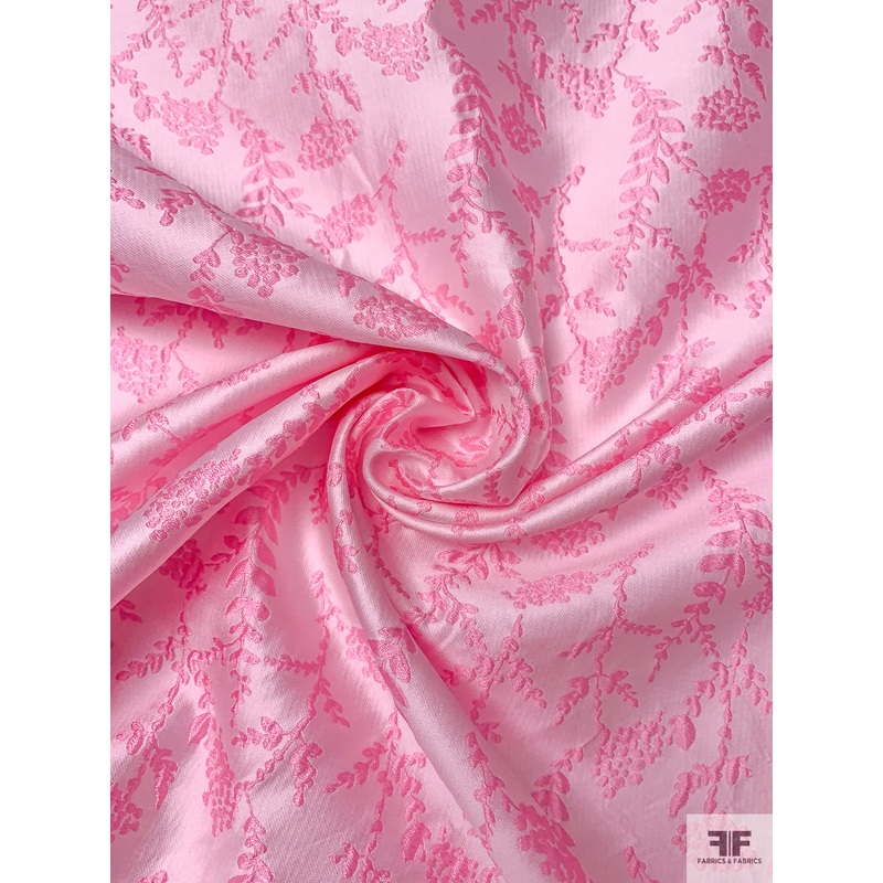 Floral Stems Reversible Jacquard Brocade – Pink / Baby Pink Fabric by the Yard