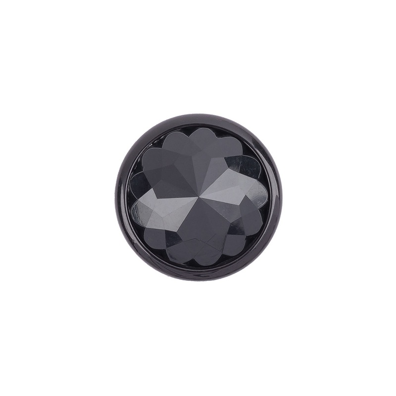 Italian Black Faceted Metal Look Self Back Button – 28L/18mm