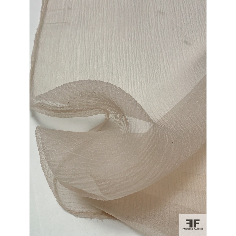 Italian Solid Crinkled Polyester Organza – Sand Fabric by the Yard